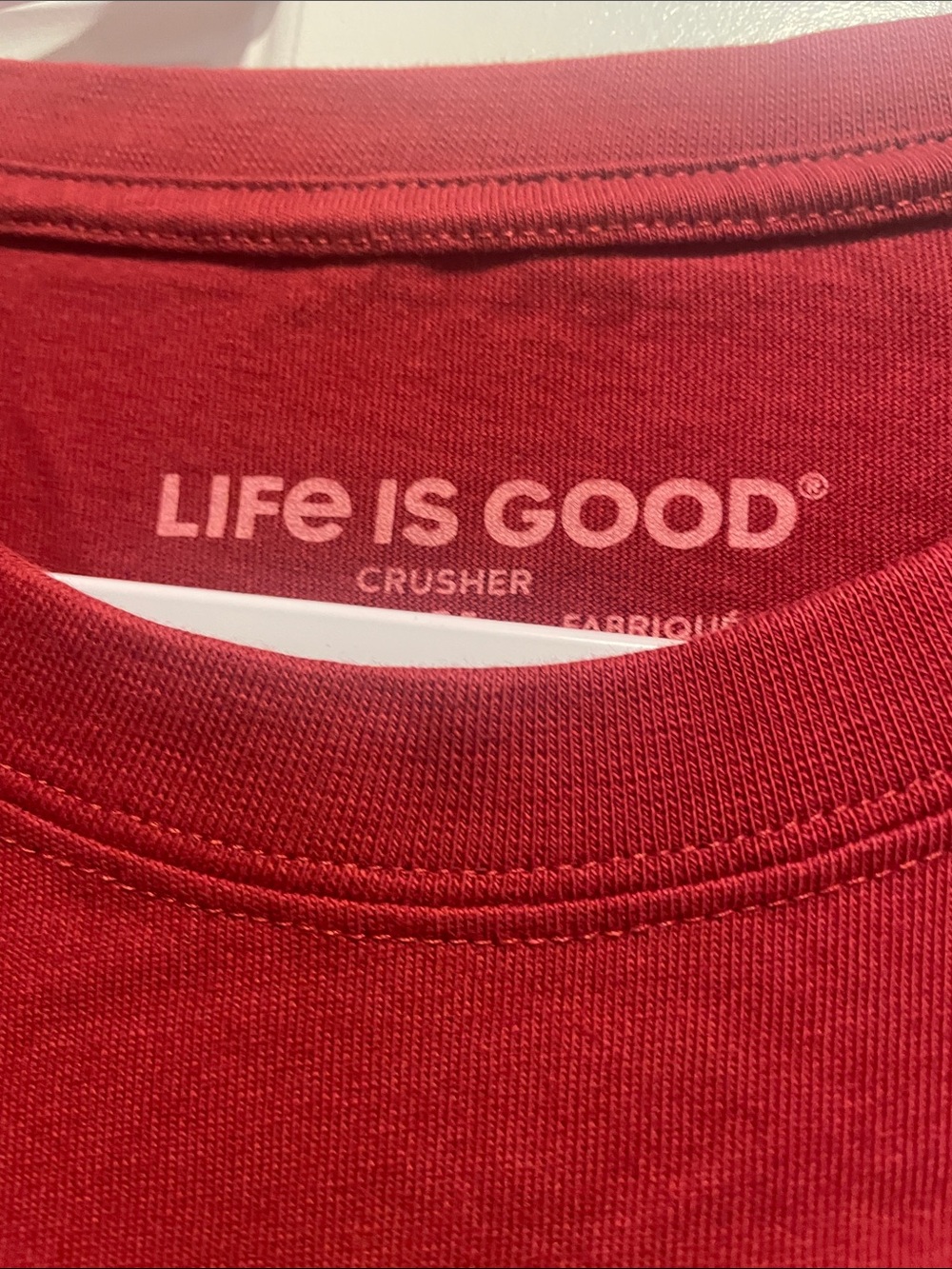 Life Is Good Red Long Sleeve Graphic Tee with Squirrel Christmas Tree - Picture 5 of 7